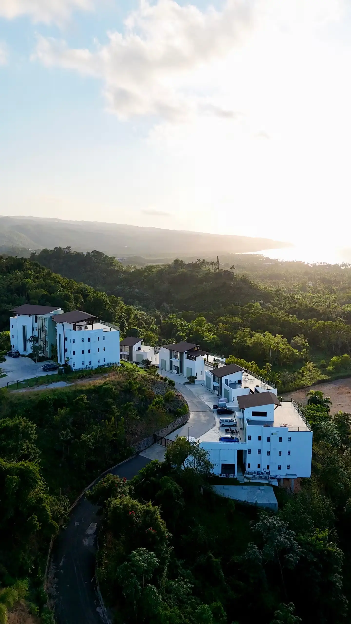 Community aerial at blue hour