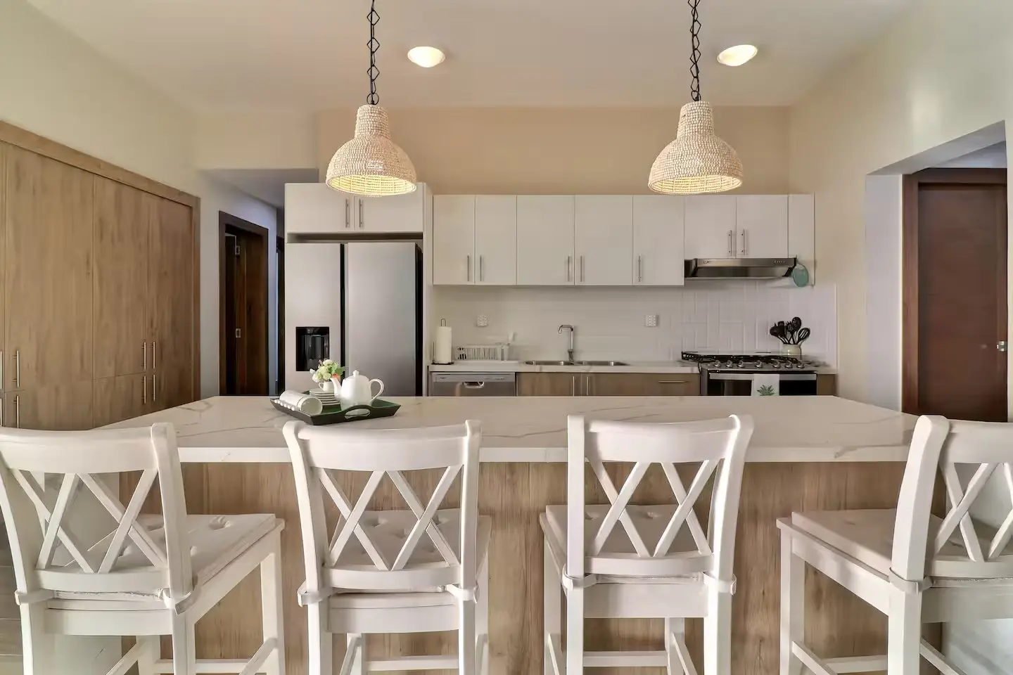 Kitchen details with pendant lighting